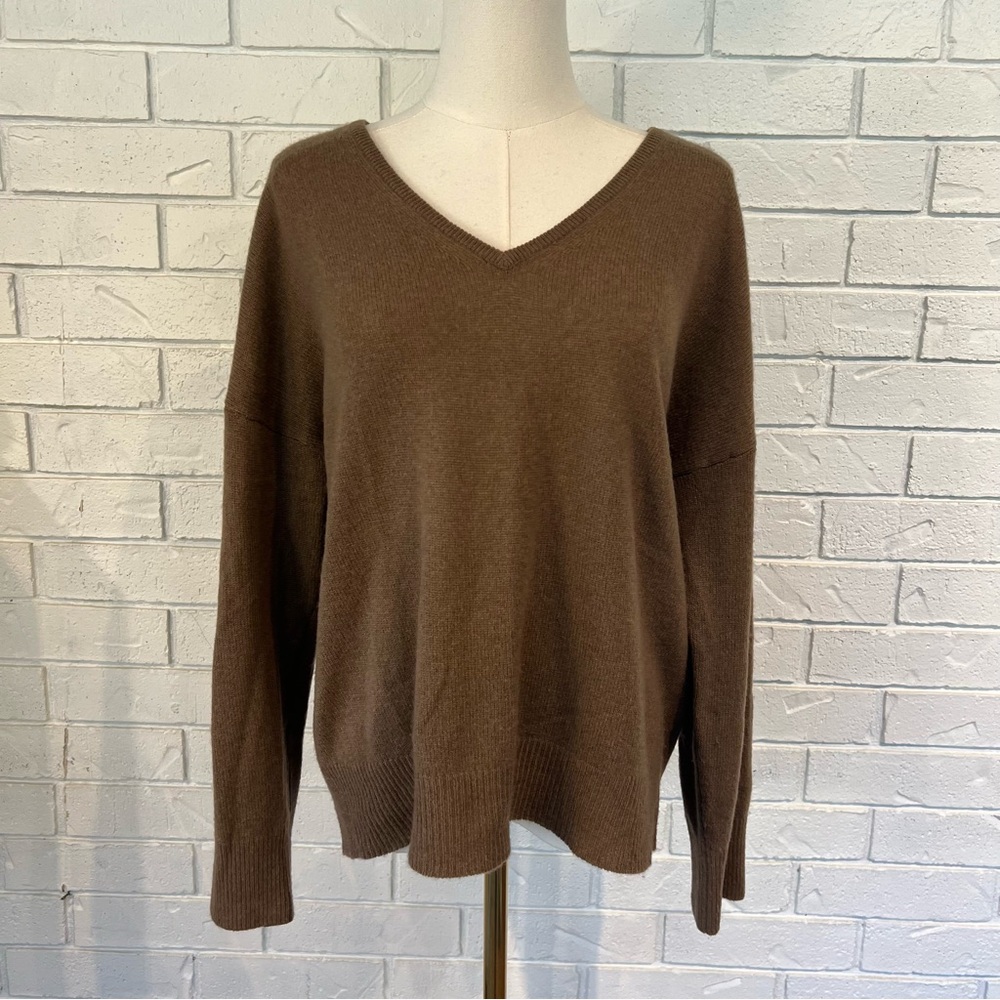 Skull Cashmere Brown Boxy V-neck Sweater Womens M